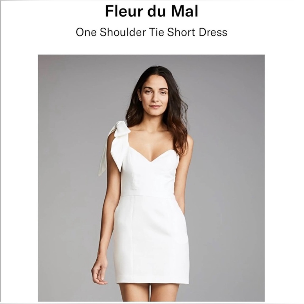 Fleur du Mal White One-Shoulder Tie Mini Dress